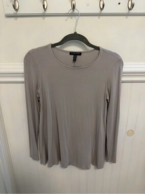 Eileen Fisher Long Sleeve Scoop Neck Top in Gray